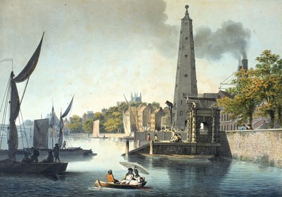 The River Thames Looking Towards Westminster with York Water Gate and the York Building Water Works by James Malton